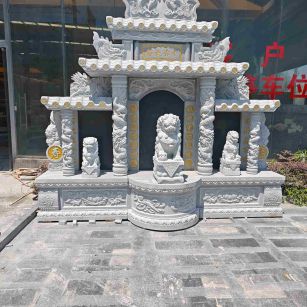 哈尔滨芝麻白中国黑石材套墓 花岗岩墓碑